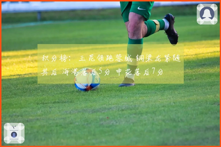 积分榜：玉昆领跑蓉城 铜梁龙紧随其后 海港落后5分 申花落后7分